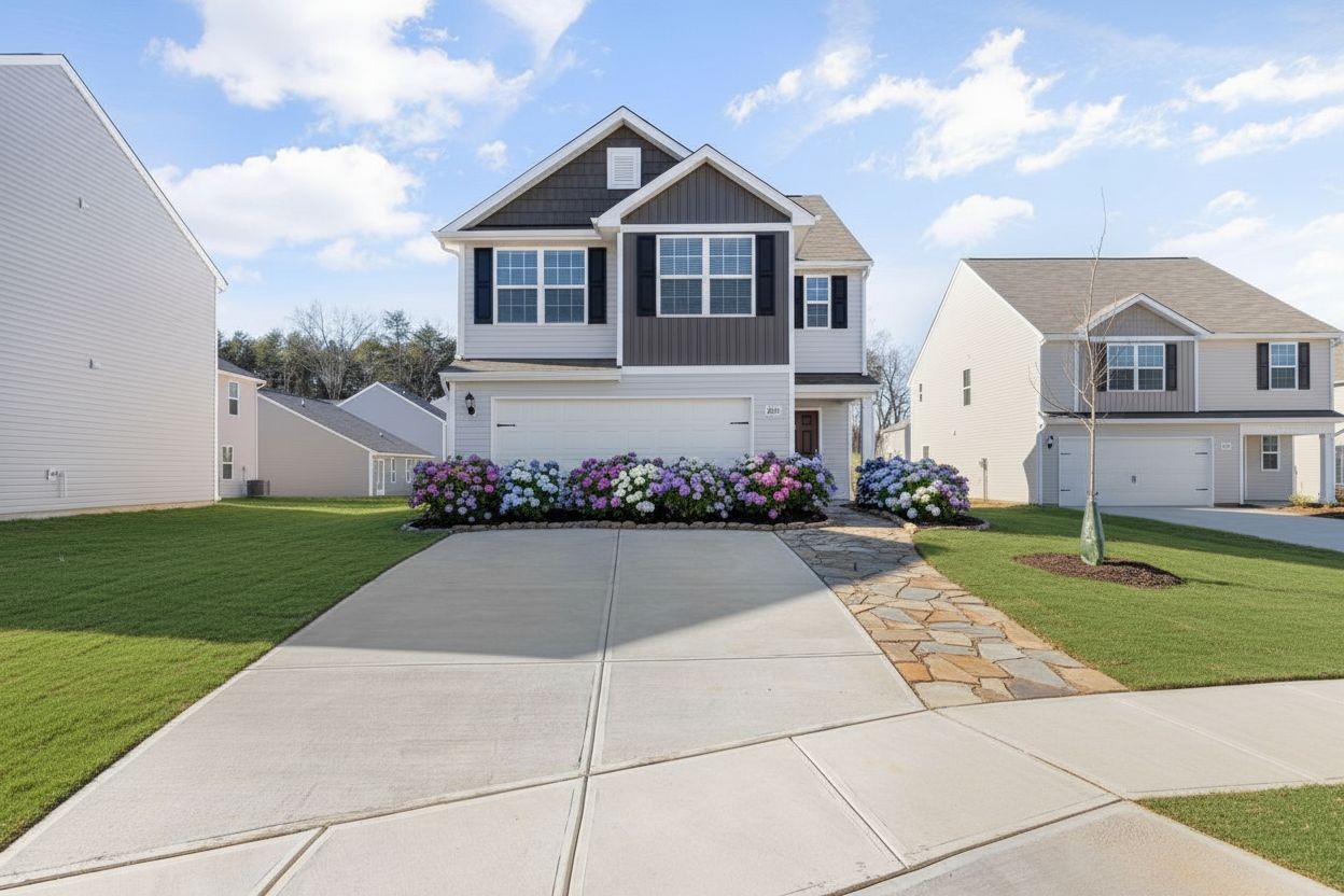 Hydrangea beds farmhouse front landscaping AI