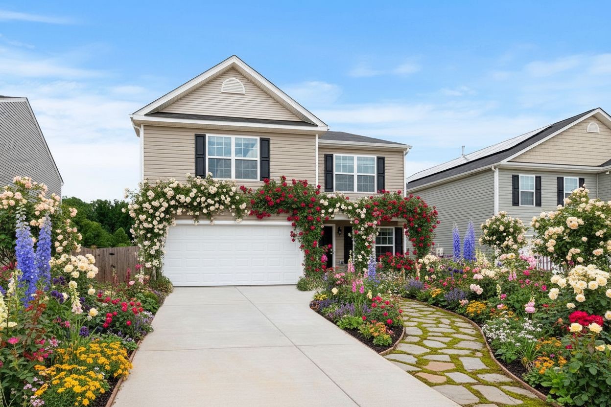 Cottage garden front yard AI landscape design