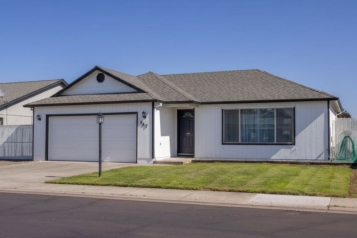 White house black trim AI exterior paint