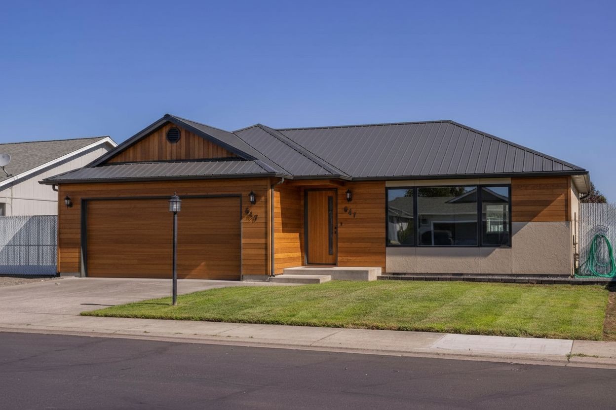 Mid century ranch exterior AI restyle